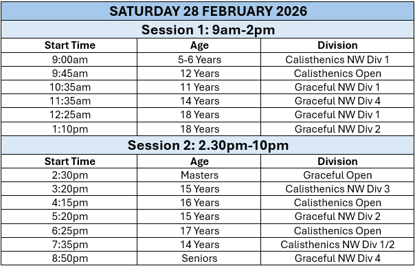 Calisthenics 2026 Sat Schedule image